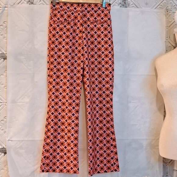 Asos Design Geometric Hippie Design Slim Flare Pants Red/Brown NWOT 4 - Picture 5 of 12